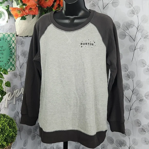 Burton Keeler Crew Gray Raglan Sweatshirt Stand Up Stand Out - Large - Picture 3 of 8